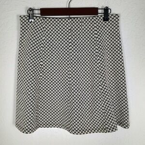 LOFT Women's Size Small Black & White Chevron Houndstooth A-Line Flared Mini...